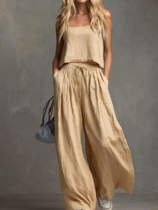Damen Sommerliches Freizeit-Set mit weitem Oberteil und lässiger Hose EB