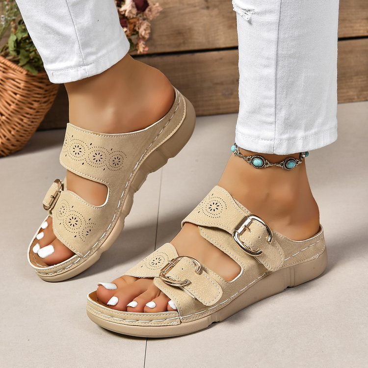 Damen Komfortable und stilvolle Zehentrenner-Sandalen mit verstellbarem Riemendesign EB