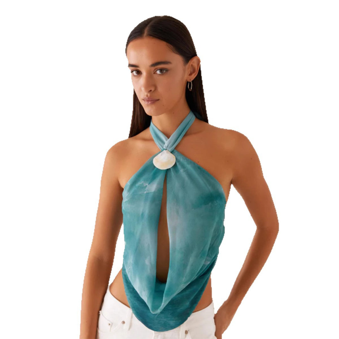 Damen Halstopp im angesagten Wickel-Design mit hochwertigem Details EB