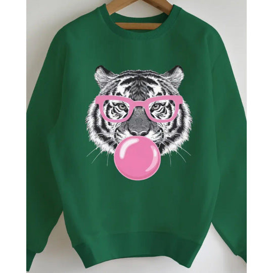 Damen Sweatshirt mit kreativem Tiger-Grafikdesign EB