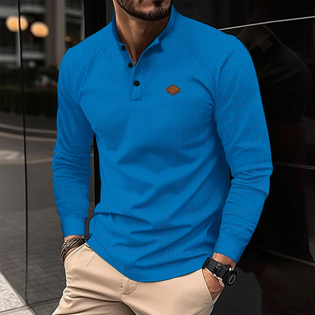 Herren Langarmshirt mit subtilen Muster und modischem Kragen EB