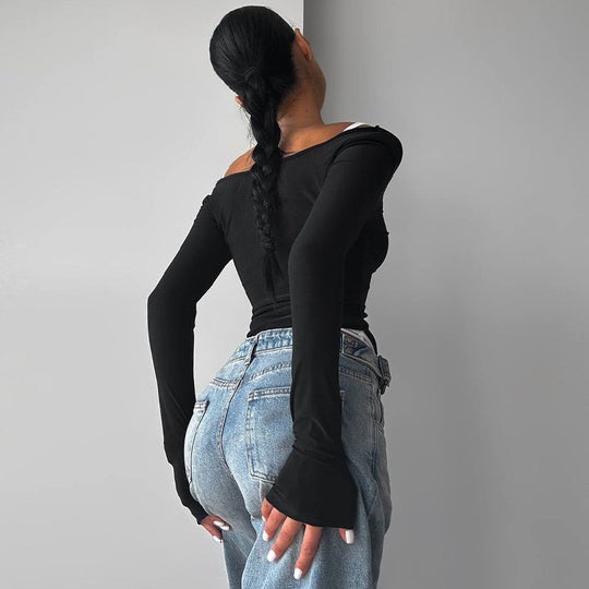 Damen Sportliches Langarmoberteil mit modischen Trägerschichten EB