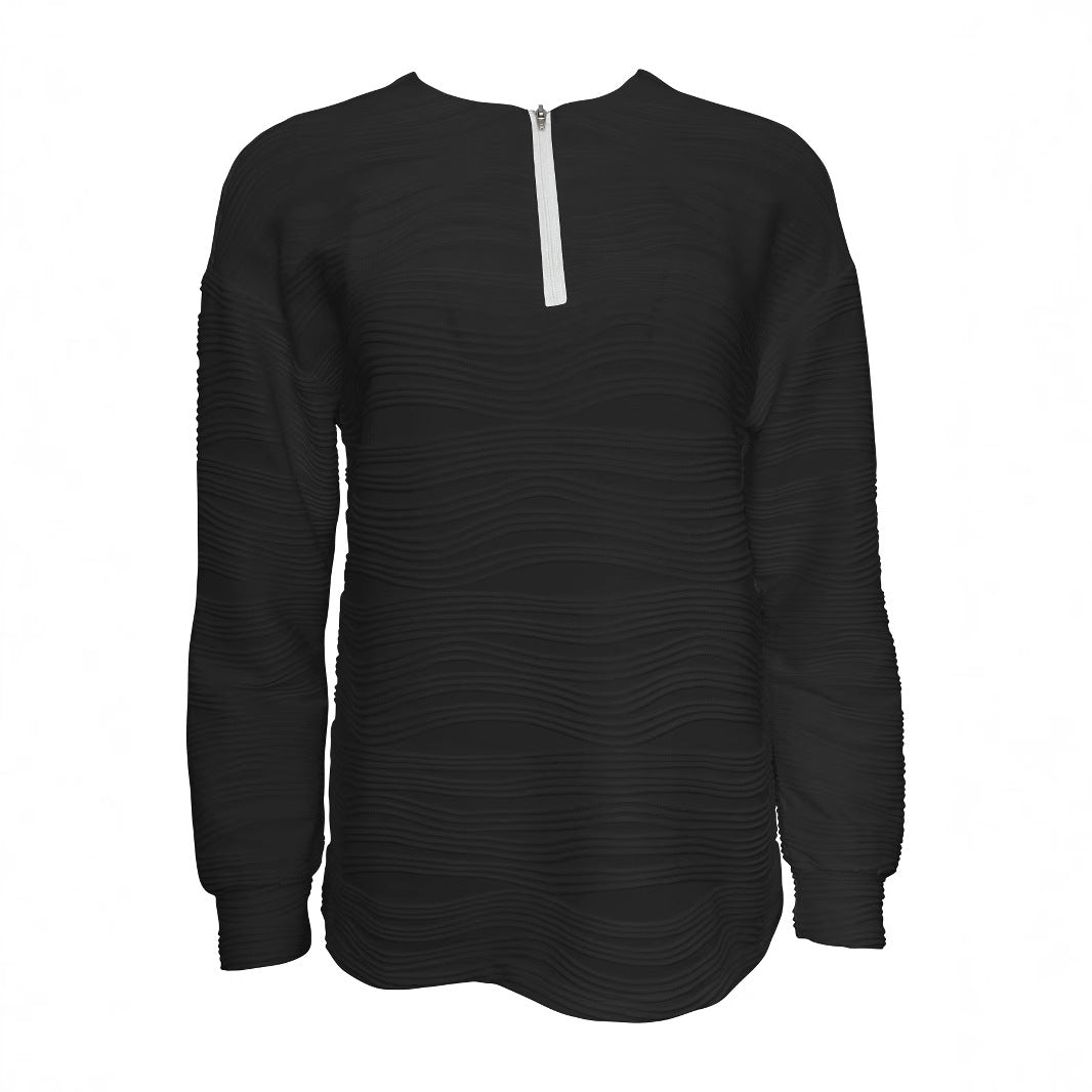 Damen Moderner Sweatshirt mit Halbreißverschluss und strukturiertem Design EB