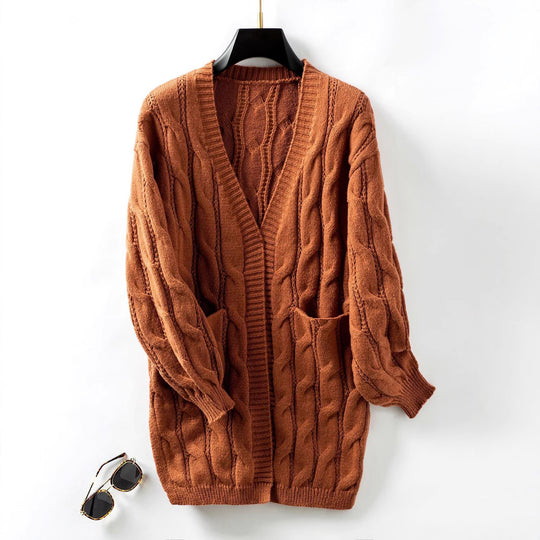 Damen Strickjacke mit V-Ausschnitt und praktischen Taschen EB