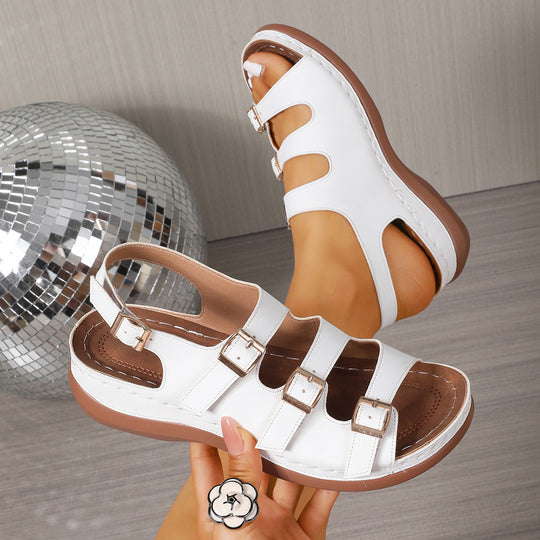 Damen Bequeme und elegante Riemchensandalen mit verstellbaren Schnallen EB