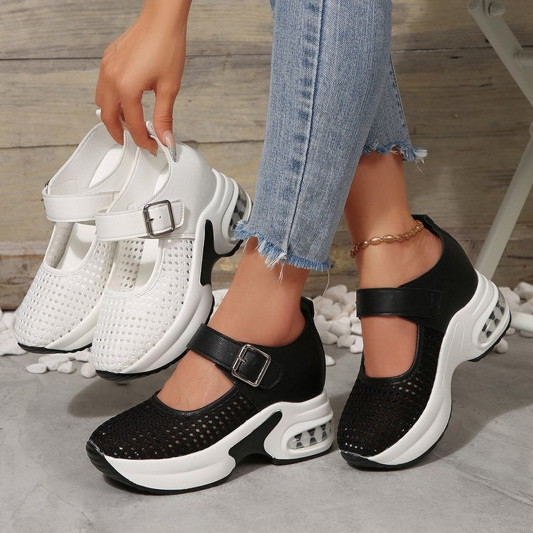 Damen Komfortable Sneaker-Pantoletten mit atmungsaktivem Mesh-Obermaterial und schockdämpfender Sohle EB