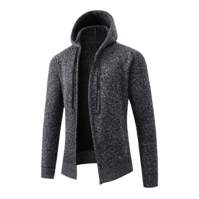 Herren kuschelige Fleecejacke mit Kapuze EB