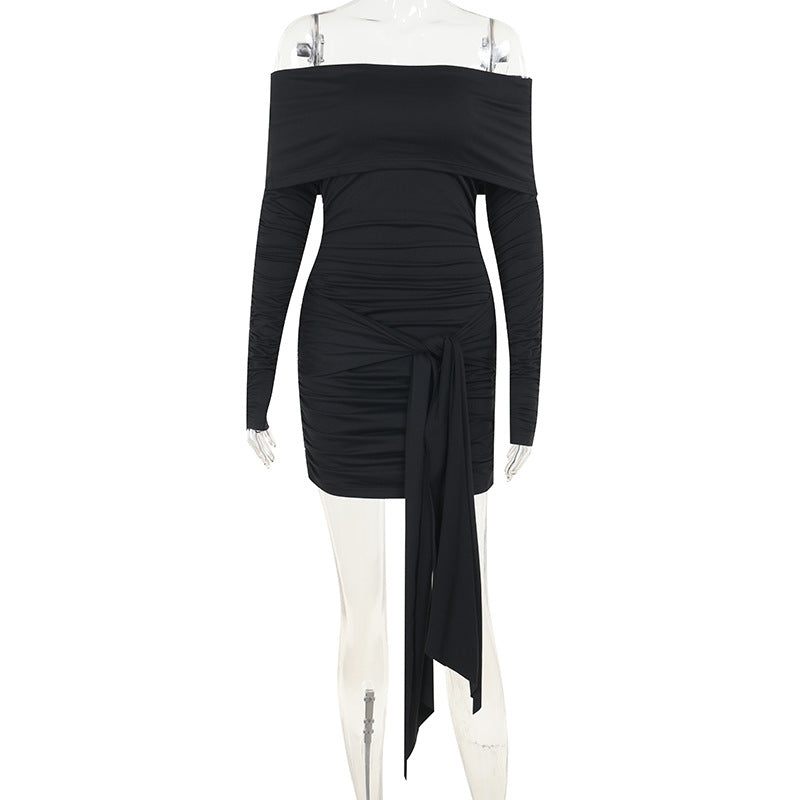 Damen Off-Shoulder Minikleid mit eleganter Raffung EB