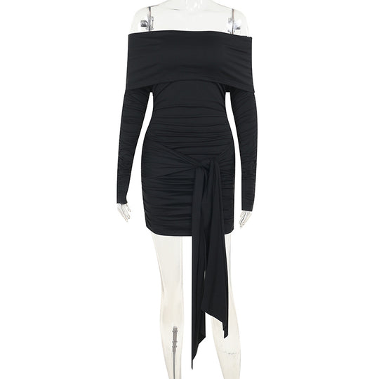 Damen Off-Shoulder Minikleid mit eleganter Raffung EB