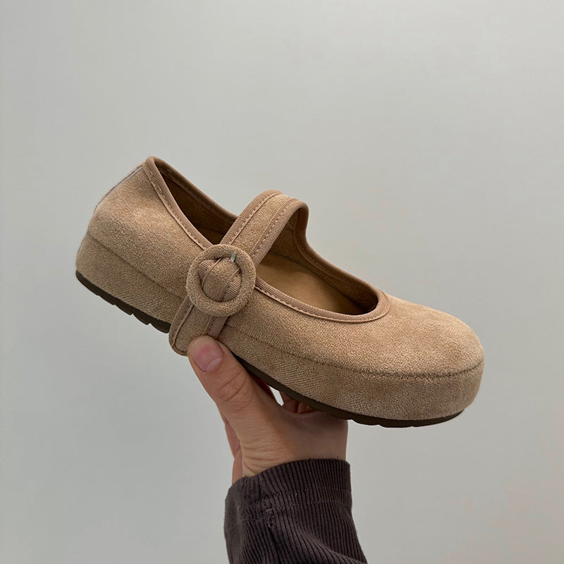 Damen Ballerinas mit bequemem Riemen und weichem Obermaterial EB