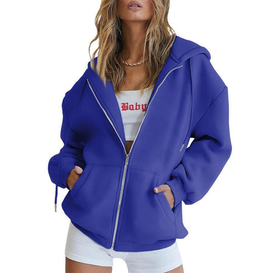 Damen Oversize Hoodiejacke mit hohen Kragen EB