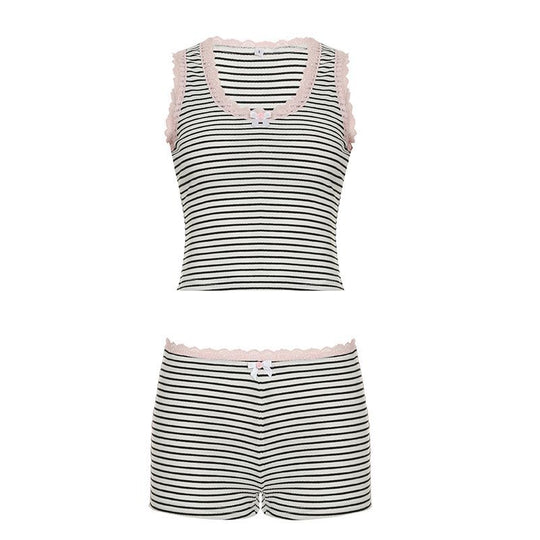 Damen Badeset mit trendy Streifenmuster EB