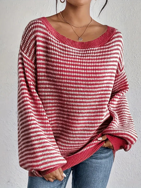 Damen lässiger Oversized-Pullover mit asymmetrischem Schnitt und modernem Gewebe EB