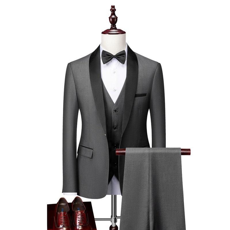 Herren nan dreiteiliges Smoking-Set mit Schalkragen, taillierter Weste und schlanker Passform EB