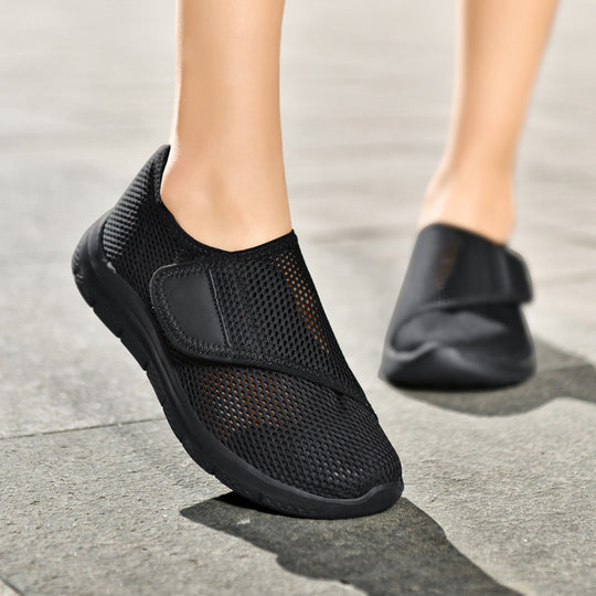 Damen bequeme und atmungsaktive Slip-On Sneakers mit elastischem Schnellverschluss EB