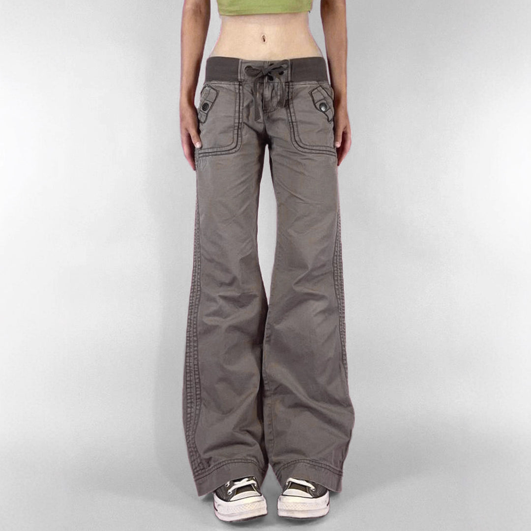 Damen nan Highwaist Schlaghose mit weitem Bein, hohem Bund und Gürtelschlaufen EB