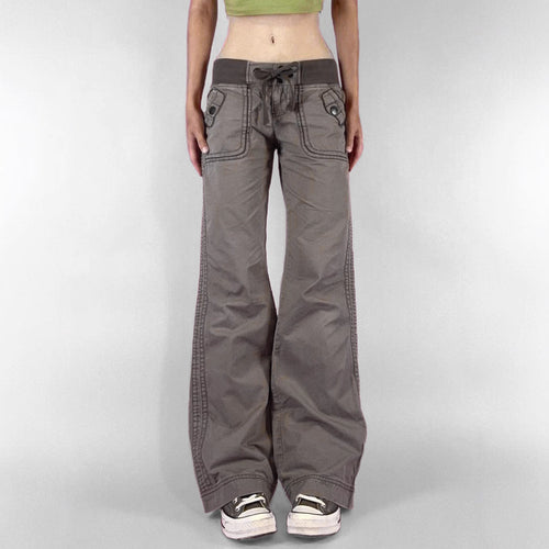 Damen nan Highwaist Schlaghose mit weitem Bein, hohem Bund und Gürtelschlaufen EB