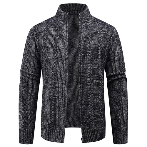Herren Strickjacke mit strukturierter Oberfläche und hohem Kragen EB