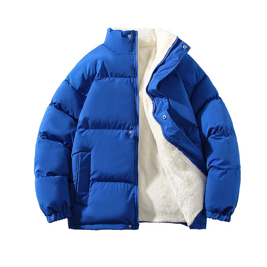 Herren nan gefütterte Winter-Steppjacke mit Teddyfutter, hohem Stehkragen und verdeckter Druckknopfleiste EB