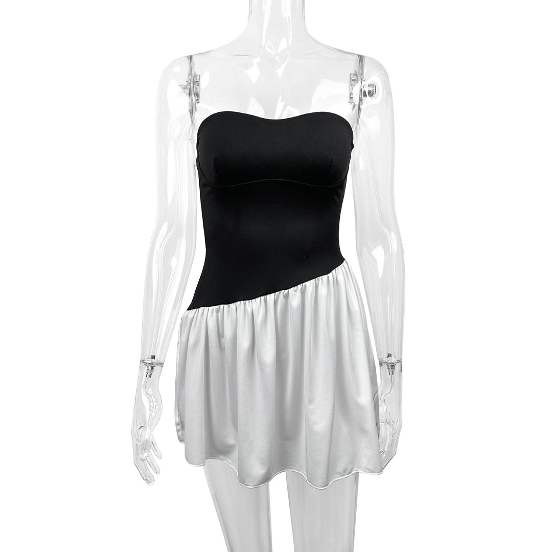 Damen Bandeau Kleid mit fließendem Rock EB