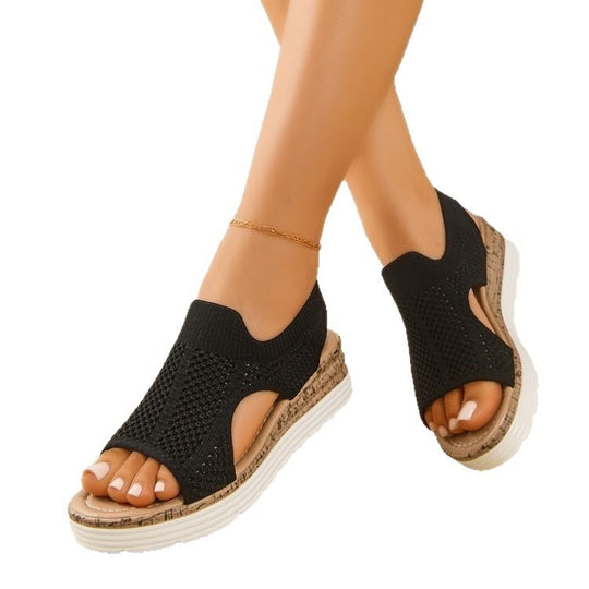 Damen Bequeme und atmungsaktive Sandalen mit elastischem Einsatz EB