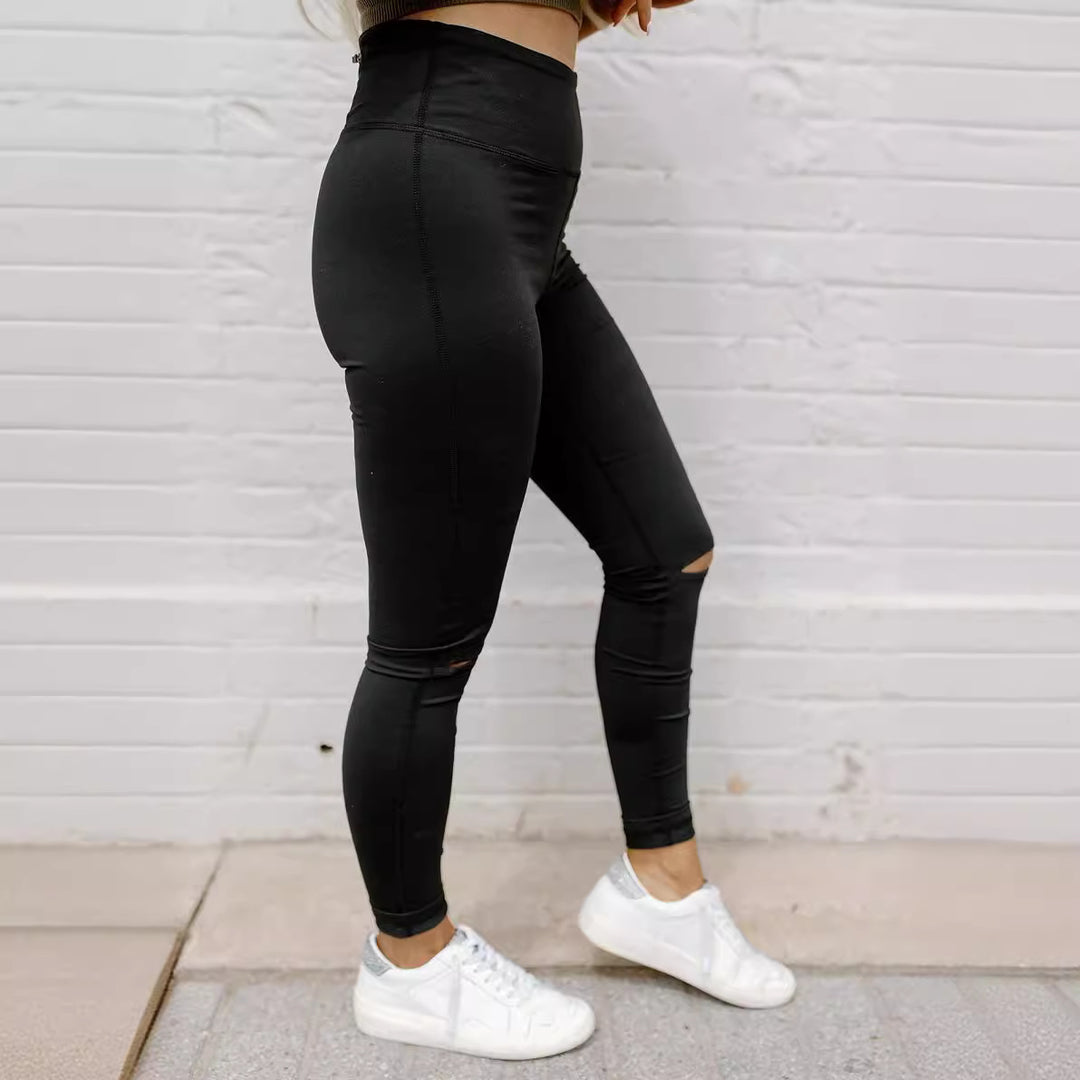 Damen Stepp-Leggings mit Riss-Detail EB