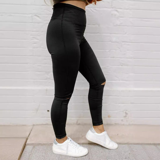 Damen Stepp-Leggings mit Riss-Detail EB
