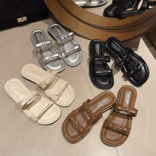 Damen glamouröse Riemchensandalen mit zierlicher Schleifenverzierung EB