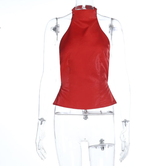 Damen modernes Crop-Top mit Stehkragen und seitlichen Cut-Outs EB