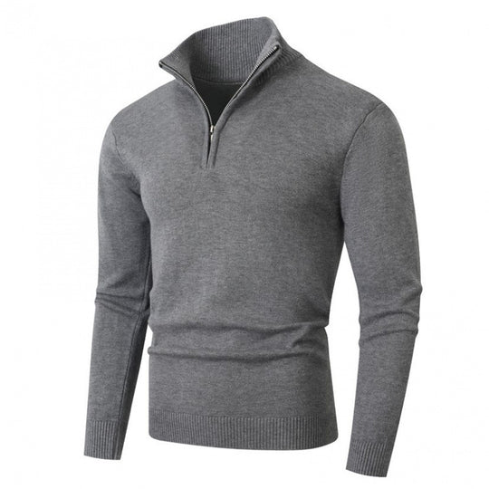Herren modischer Strickpullover mit hohem Kragen und Reißverschluss EB