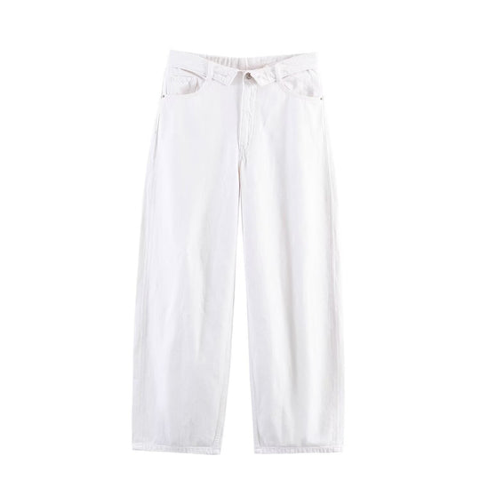 Damen nan weite hochgeschnittene Vintage-Jeans mit Destroyed-Effekten EB