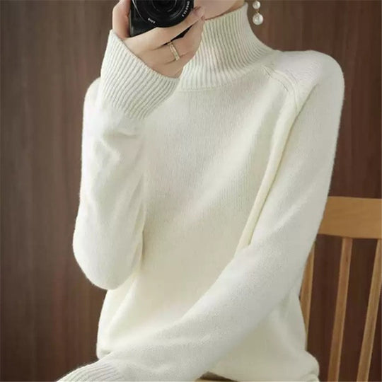 Damen weicher Rollkragenpullover aus feiner Merinowolle EB