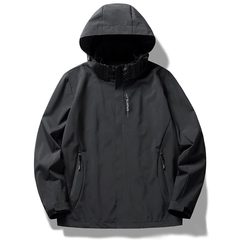 Damen wetterfeste Funktionsjacke mit verstellbarer Kapuze und atmungsaktiven Materialien EB