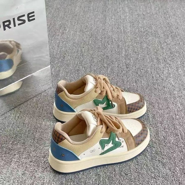 Damen Modische Sneakers mit karierten Akzenten und atmungsaktiver Struktur EB