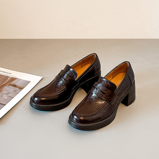 Damen Elegante & bequeme Mokassins mit komfortablem Blockabsatz EB