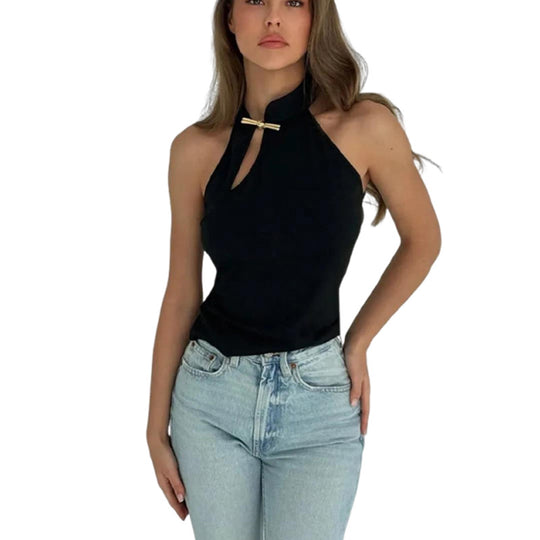 Damen Elegantes Haltertop mit modischer Schlitz-Detail EB
