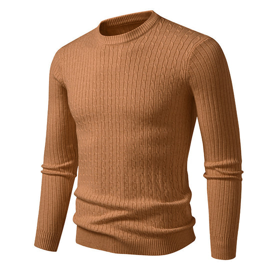 Herren modischer Strickpullover mit strukturiertem Zopfdesign EB