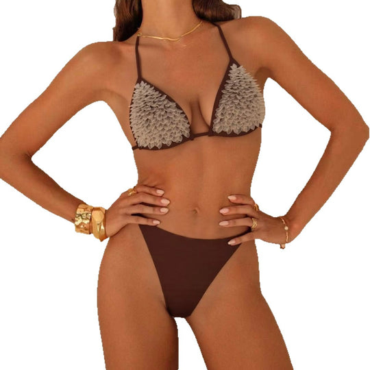 Damen Triangel-Bikini mit floralen Akzenten EB