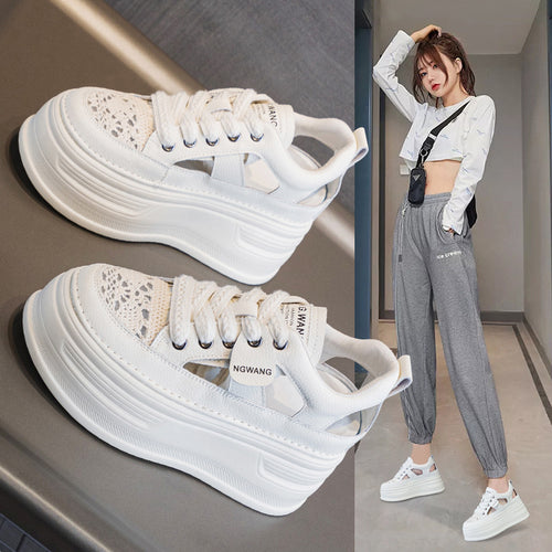 Damen Sneaker mit modischem Spitzen-Design und bequemer Sohle EB