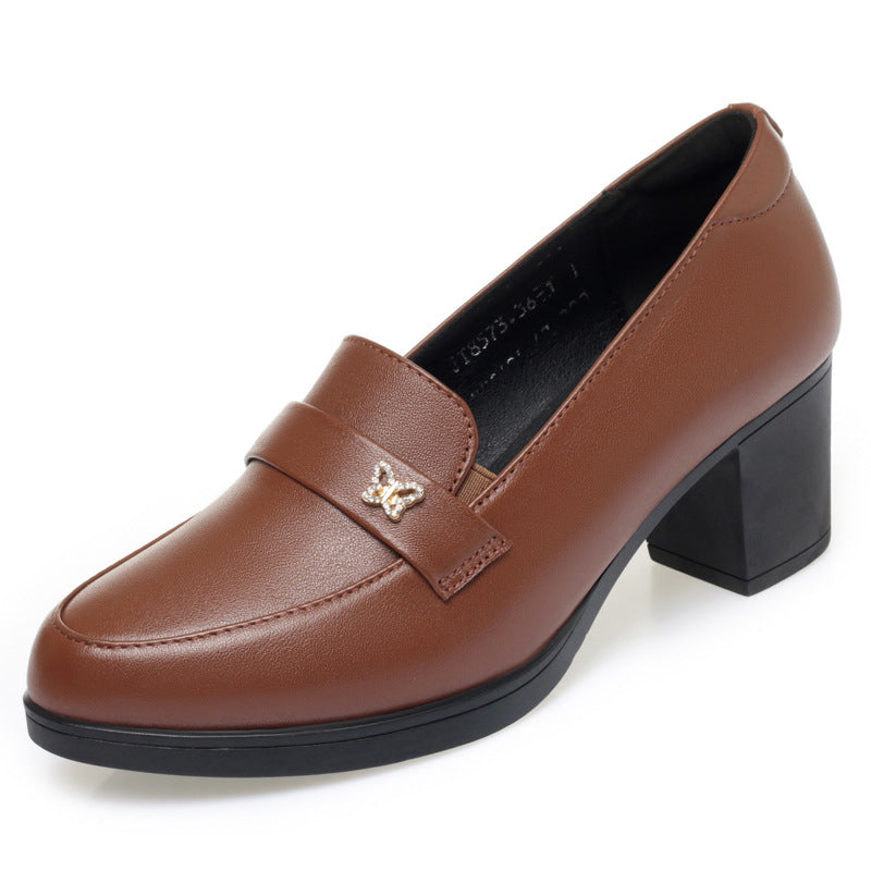 Damen elegante Loafers mit glänzender Dekoration EB