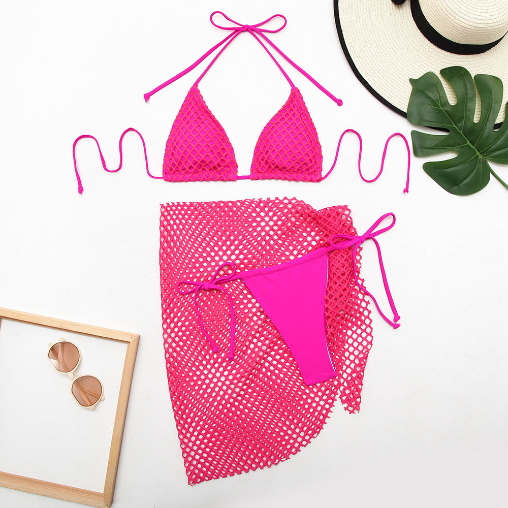 Damen Bikini-Set mit innovativem Netzdesign und trendigem Wickelrock EB