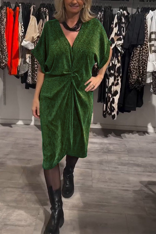 Damen Elegantes Wickelkleid mit strukturiertem Stoff und Taillengürtel EB