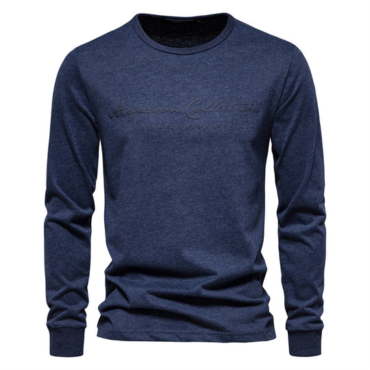 Herren nan minimalistisches Rundhals-Sweatshirt aus Baumwollmischung mit gerippten Bündchen EB