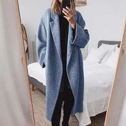 Damen Oversized Wollmantel mit klassischem Schnitt und bequemen Taschen EB
