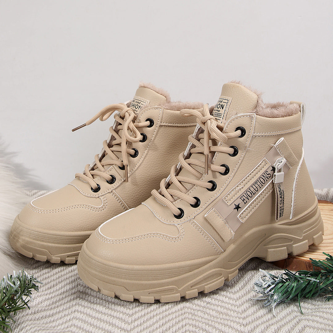 Damen  gefütterte High-Top Sneaker-Boots mit dicker Profilsohle und seitlichem Reißverschluss EB