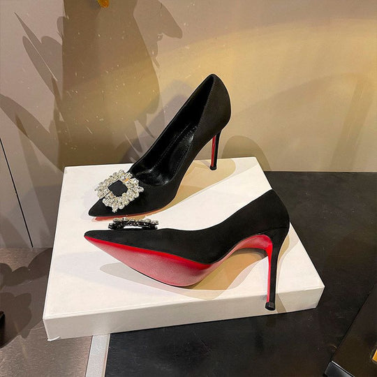 Damen elegante Stiletto-Pumps mit funkelnden Strassverzierungen EB