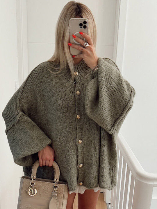 Damen Strickjacke mit oversized Schnitt und eleganten Knopfdetails EB