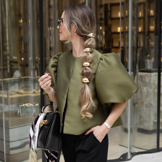 Damen stilvolle Bluse mit puffärmeln EB