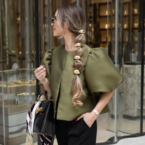 Damen stilvolle Bluse mit puffärmeln EB