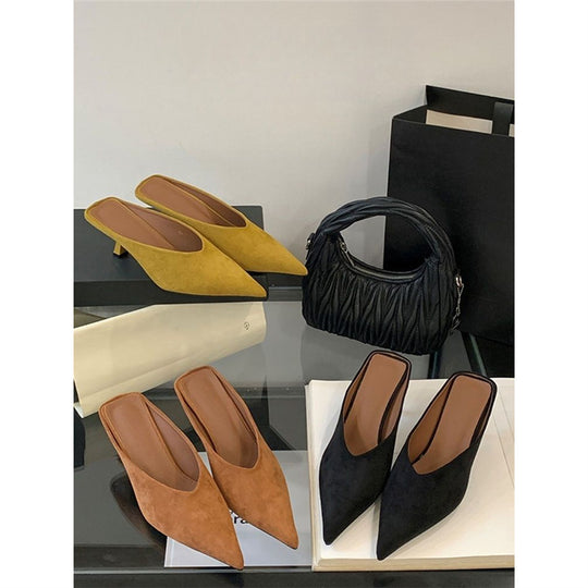 Damen elegante Slingback Mules mit spitzem Design EB